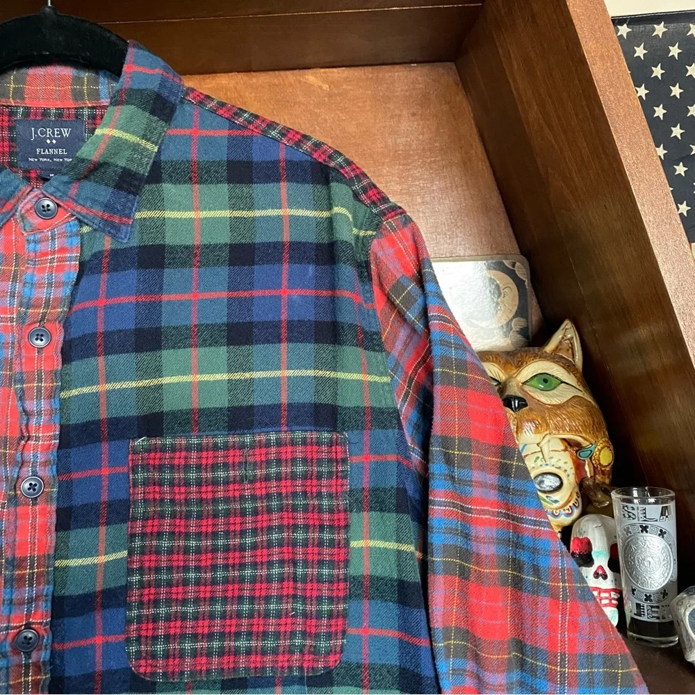 J. Crew - Multicolor Plaid Panel Flannel Shirt - Men’s Medium